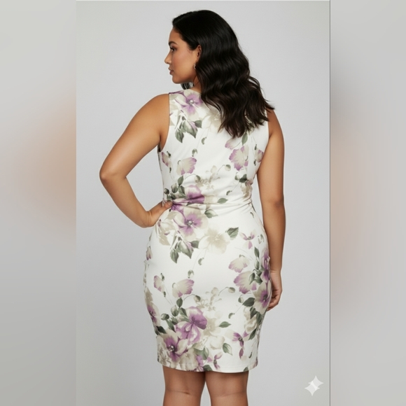 Charlotte Russe Women's NWT White Floral V-Neck Sleeveless Mini Dress Size Large - Picture 7 of 10